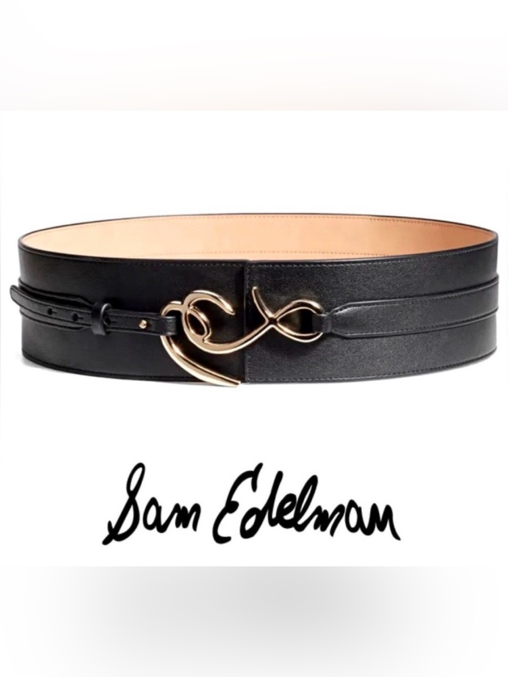NWT! SAM EDELMAN GLEAMING GOLD LOGO CORSET BELT! HIGH QUALITY! A WORK OF ART!!!